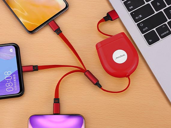 沃品· 雙拉一拖三充電線